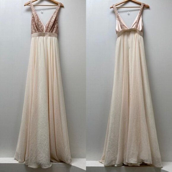 New Truvelle glittering Chiffon backless‎ wedding gown beads sequins blush 4 NWT - Picture 4 of 7
